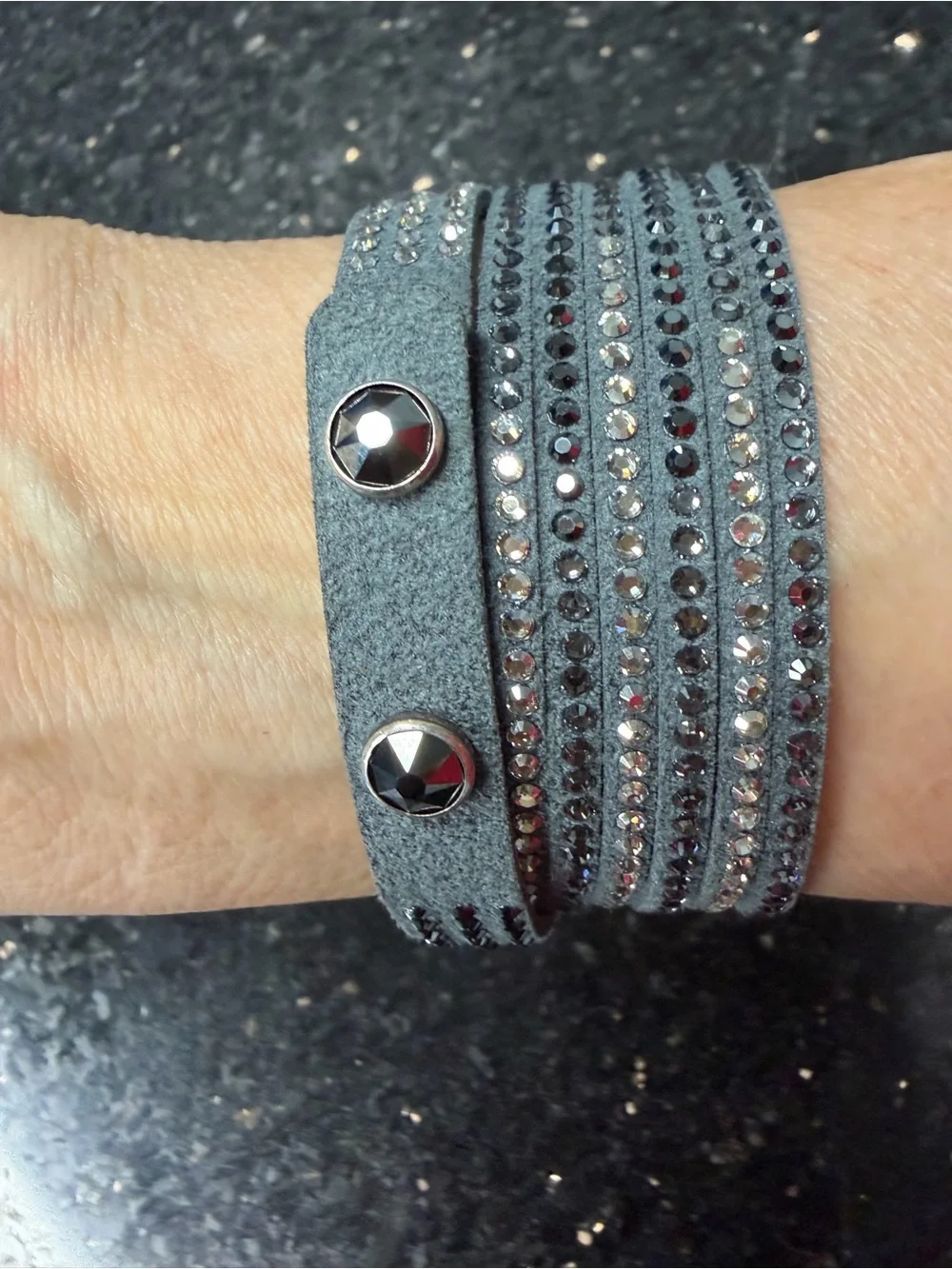 Touchstone Crystal Dark Grey Wrap Bracelet, rarely worn, LIKE NEW!!